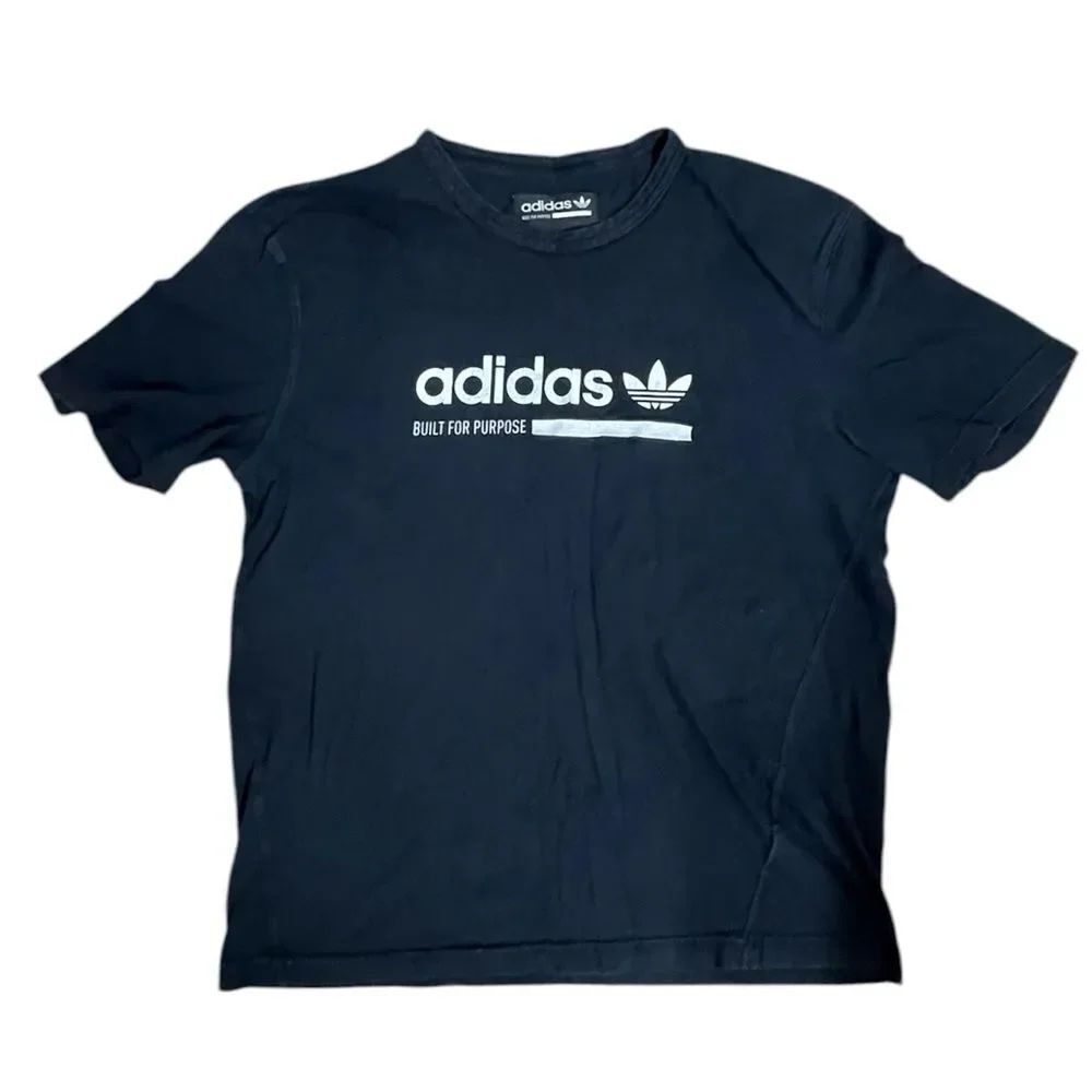 Adidas Black Logo T Shirt Size L Trefoil Graphic Casual Streetwear
